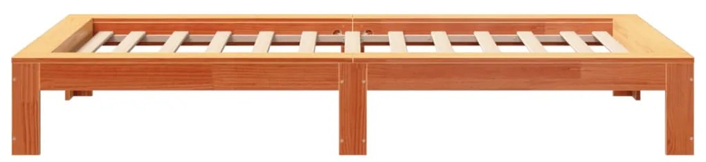 Cama sem colchão 75x190 cm madeira de pinho maciça castanho-mel
