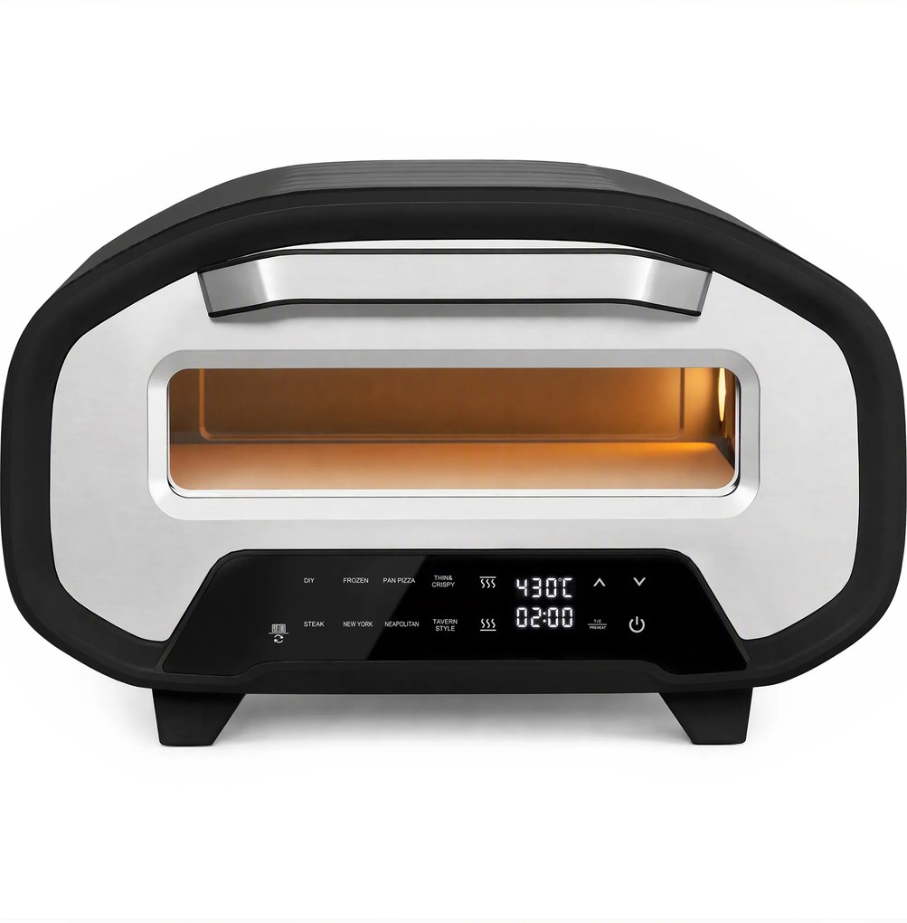 HOMCOM Forno de pizza para uso interno, forno elétrico de 30,48 cm com 8 programas, 430 °C, temporizador, pedra cerâmica, 2200 W | Aosom Portugal