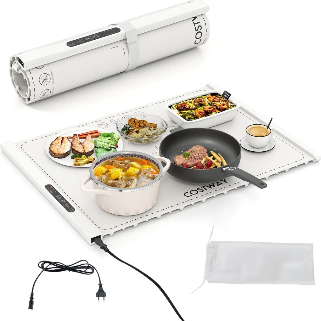 Manta elétrica para aquecer alimentos 60 x 44 x 2 cm com aquecimento rápido Aquecedor de alimentos com desligamento automático e bloqueio para criança