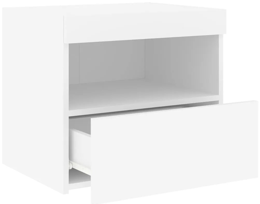 Mesas de cabeceira c/ luzes LED 2 pcs 50x40x45 cm branco
