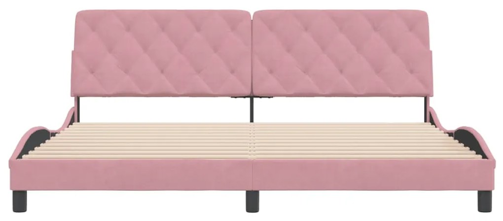 Estrutura de cama c/ cabeceira 200x200 cm veludo rosa
