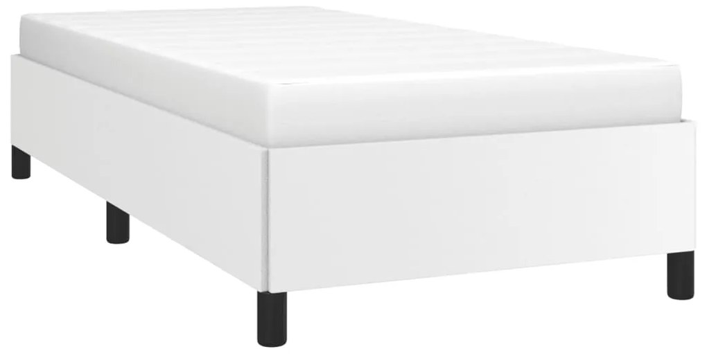 Estrutura de cama 90x190 cm couro artificial branco