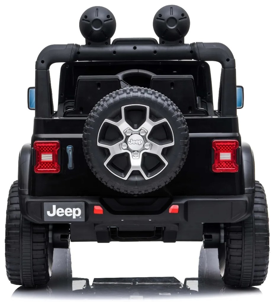 Jipe elétrico para Crianças JEEP Wrangler, assento duplo em couro sintético, rádio com Bluetooth e entrada USB, unidade 4x4, bateria 12V10Ah, rodas EV