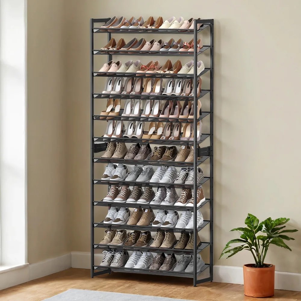 Sapateira com 12 prateleiras (2x 6 prateleiras) 30,8 x 92,6 x 223,1 cm preta