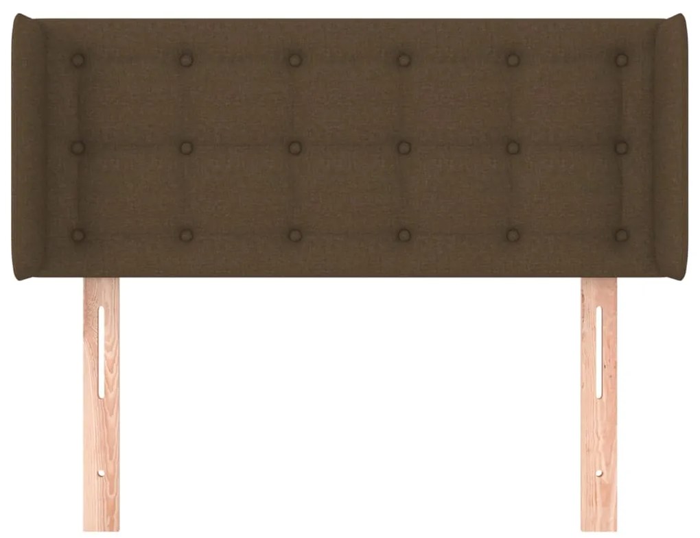 Cabeceira de cama c/ abas tecido 93x16x78/88 cm castanho-escuro