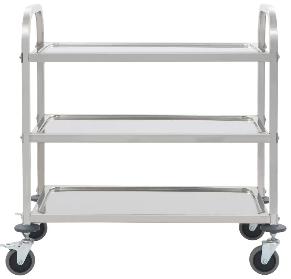 Carrinho de cozinha de 3 níveis 95x45x83,5 cm aço inoxidável
