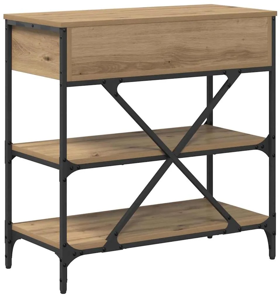 Mesa de Console Carvalho Artesanal 75x34.5x75 cm Madeira Engenheirada