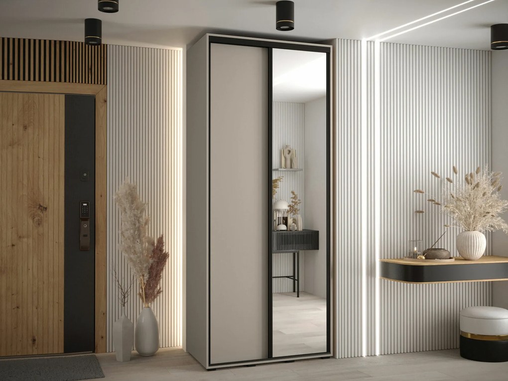 Roupeiro Hartford 495, Caxemira, Preto, 235x120x60cm, 122.9 kg, Portas para roupeiro: Deslizante