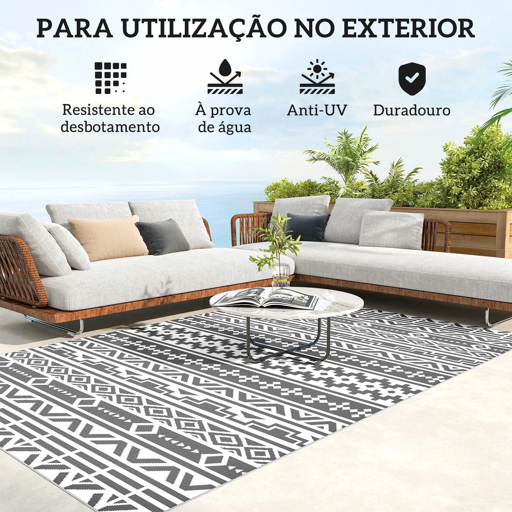 Tapete de Exterior 182x274 cm Tapete Reversível com Desenho Geométrico