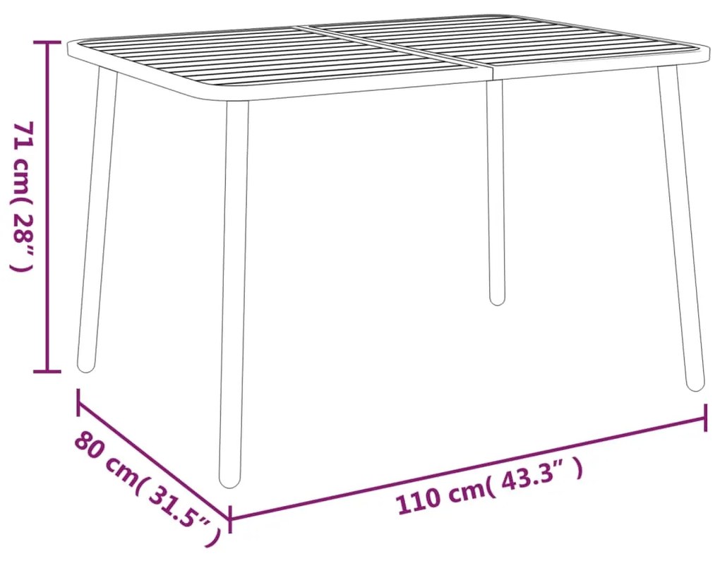 Mesa de jardim 110x80x71 cm aço antracite