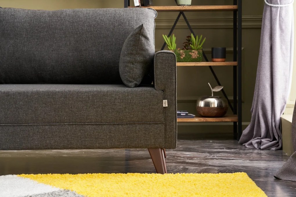 Sofá de 3 Lugares Bella – Antracite – 208x85x81 cm