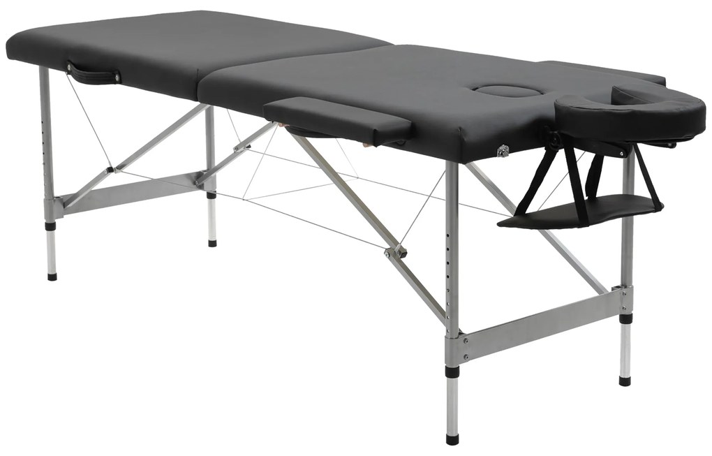 HOMCOM Marquesa Dobrável Mesa Massagem Portátil Altura Ajustável 7 Posições Confortável 186x71x62-83cm Preto | Aosom Portugal