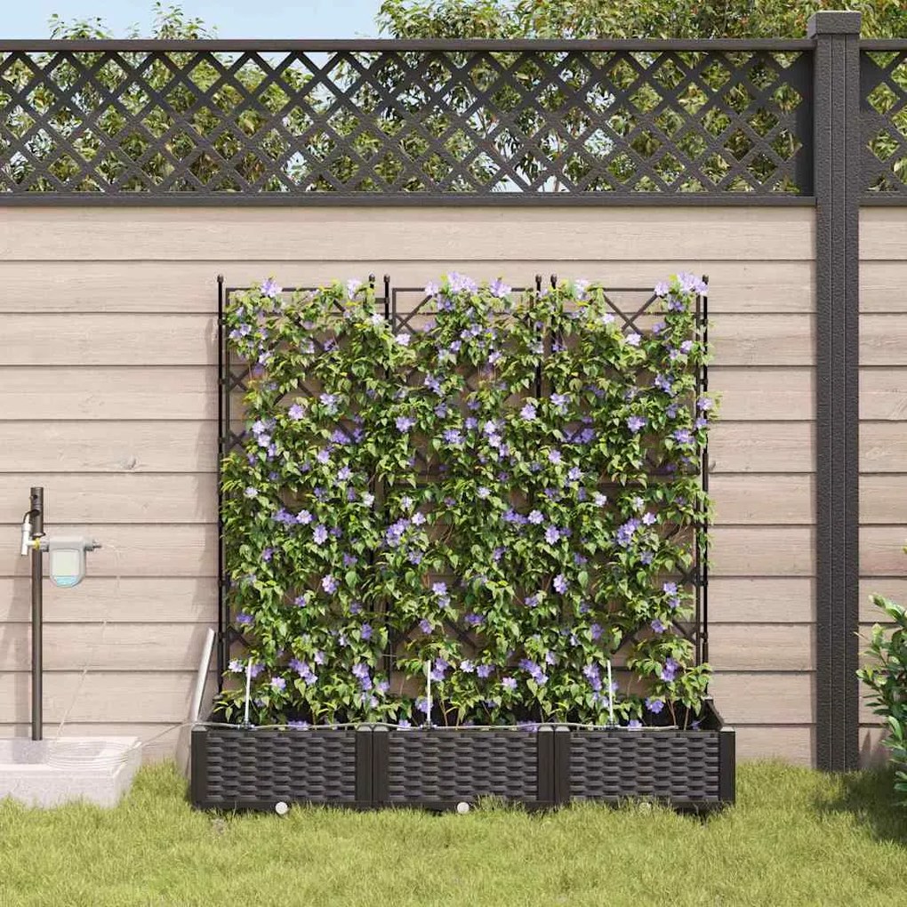 vidaXL Jardineiras de Jardim 1 pc Preto 120 x 40 x 126 cm Plástico