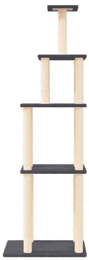 Árvore p/ gatos c/ postes arranhadores sisal 183cm cinza-escuro