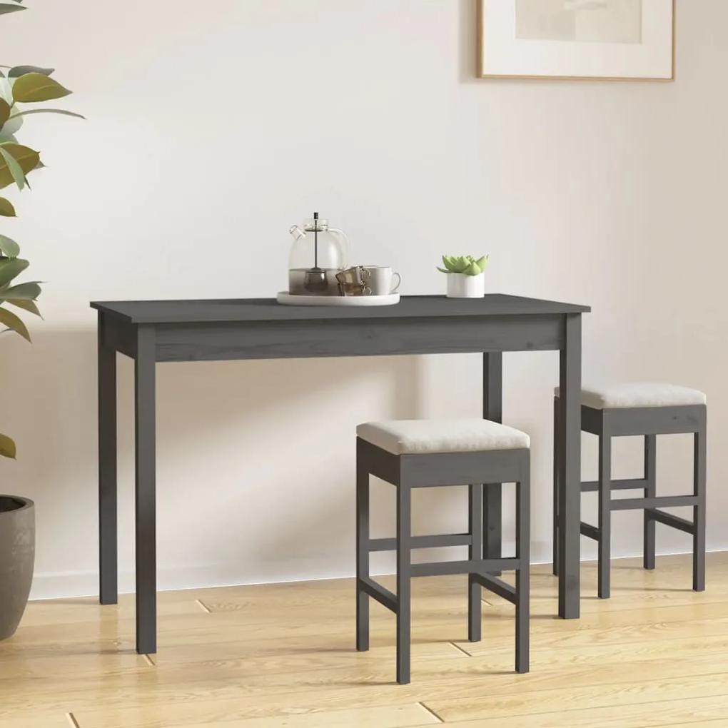 Mesa de jantar 110x55x75 cm madeira de pinho maciça cinzento