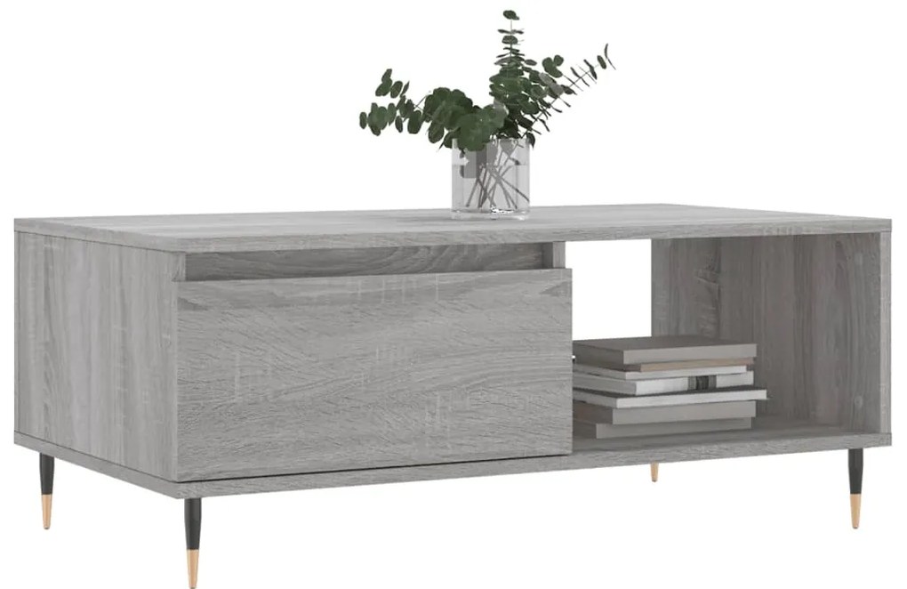 Mesa de centro 90x50x36,5 cm derivados madeira cinzento sonoma