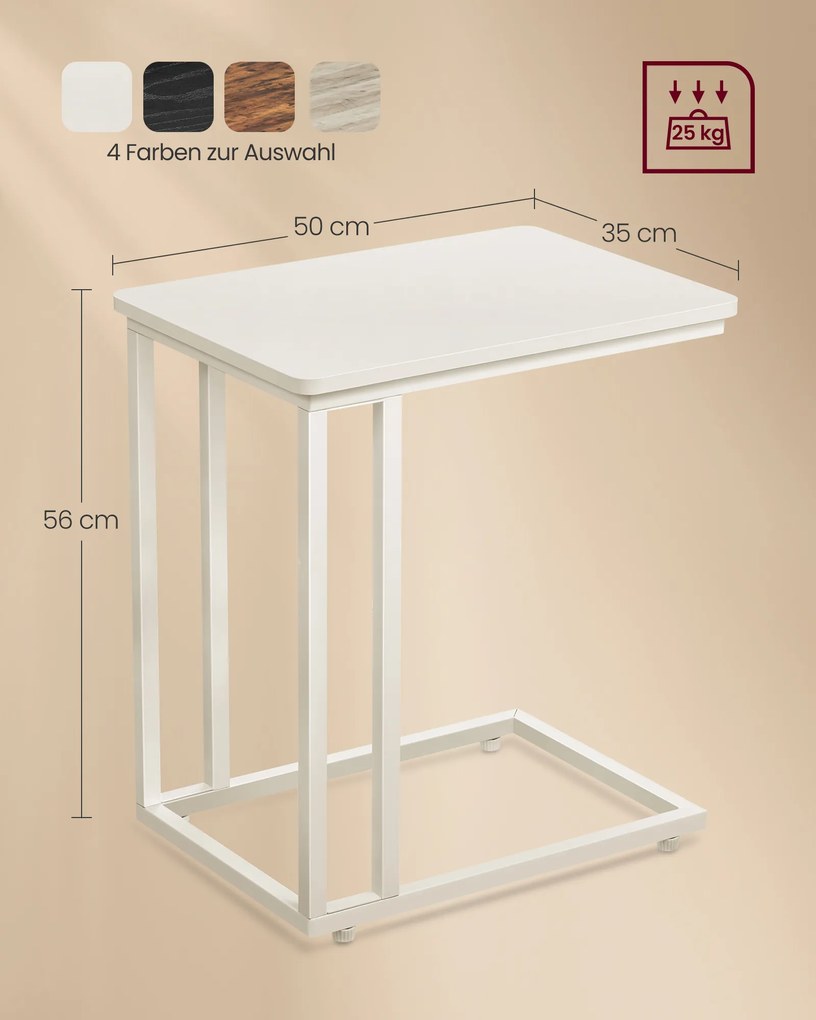 Mesa de apoio com Rodas em forma de C 35 x 50 x 60 cm branco creme