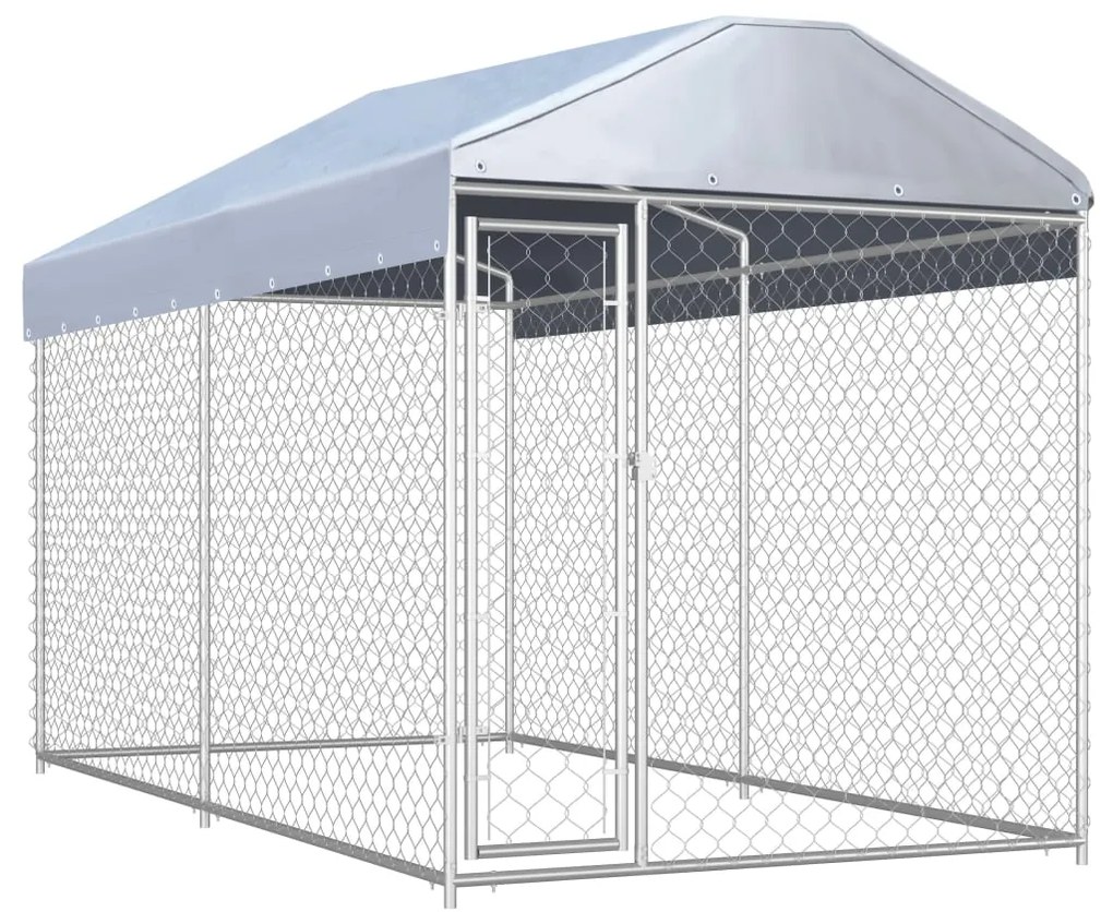 vidaXL Canil de exterior com toldo 382x192x225 cm