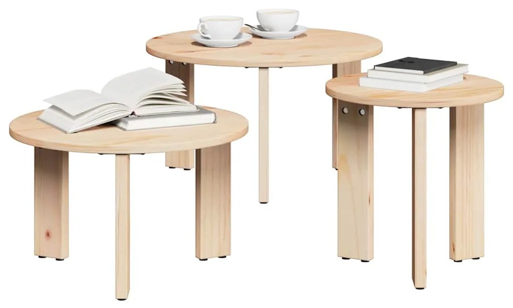 Mesa de centro 3 pcs Natural 47,5 x 47,5 x 27 cm