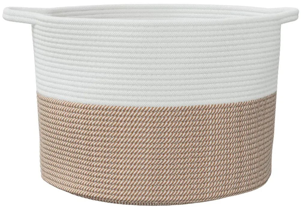 Cesto de arrumação Ø55x36 cm algodão castanho e branco