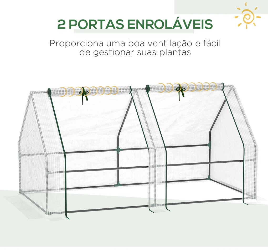 Estufa de Jardim Varanda 180x90x90 cm Tipo Casa Tubo de Aço com 2 Aces