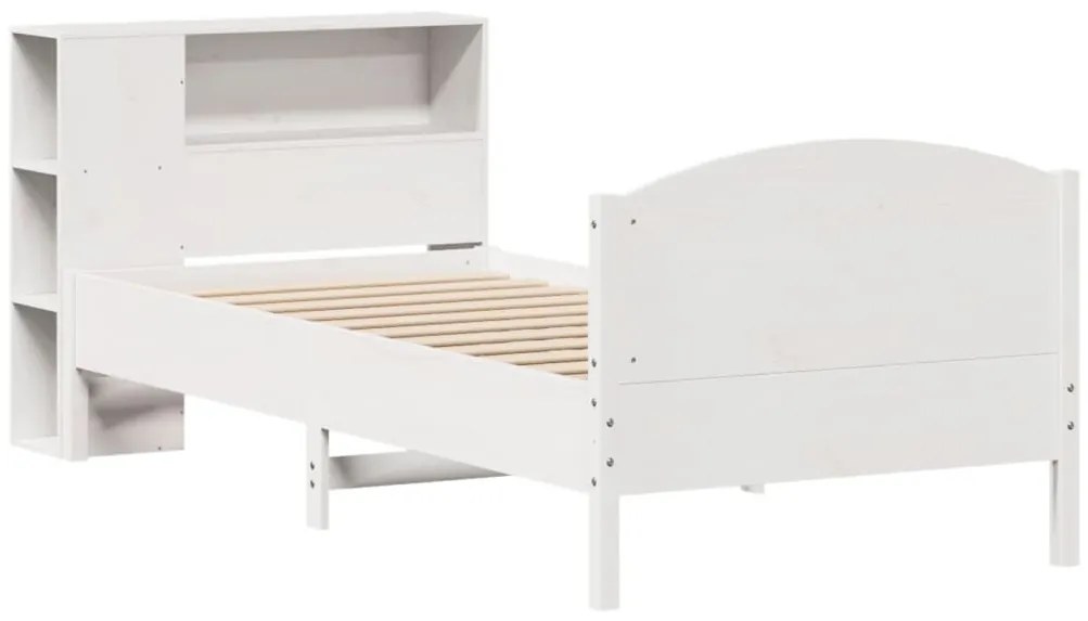 Cama com estante sem colchão 100x200 cm pinho maciço branco