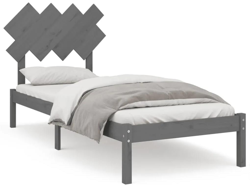 Estrutura cama solteiro 90x200 cm madeira maciça cinzento