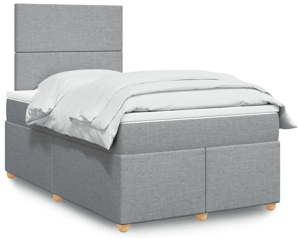 Cama boxspring com colchão 120x190 cm tecido cinzento-claro