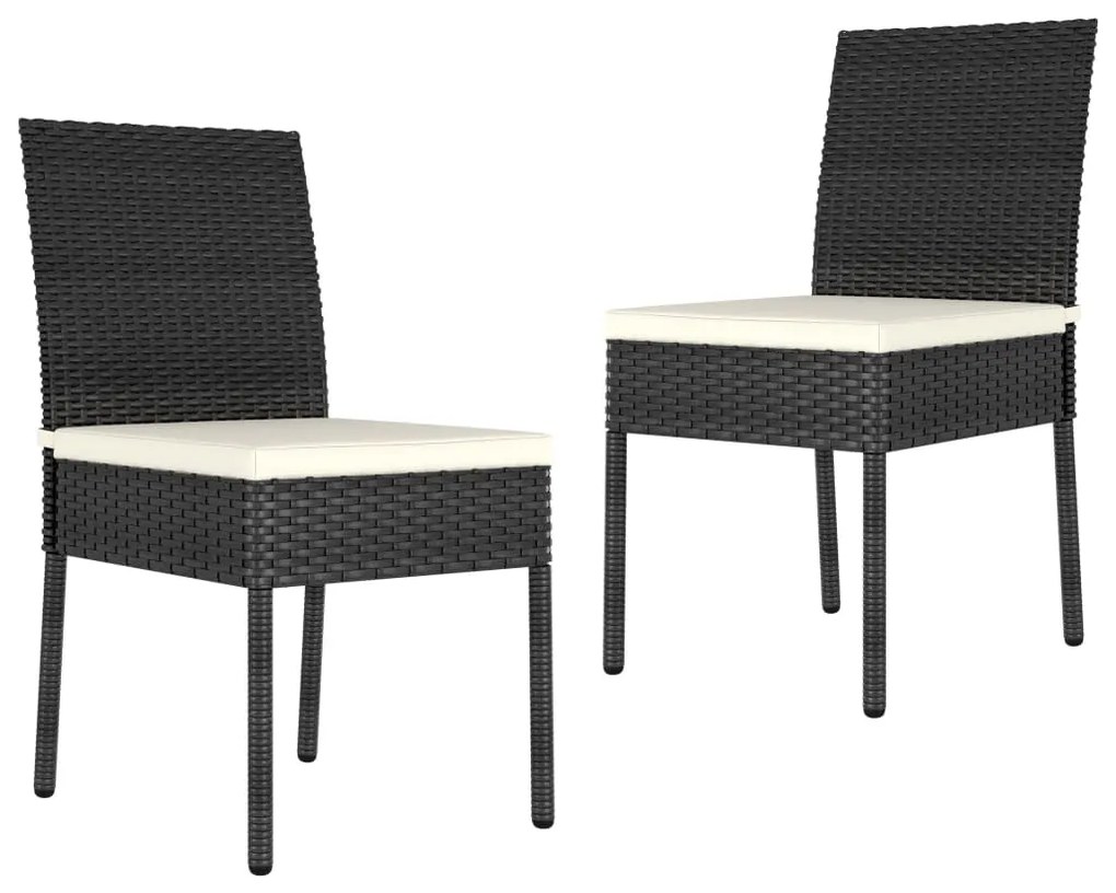 3 pcs conjunto de jantar para jardim vime PE preto