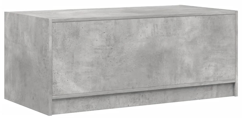 Mesa de centro c/ portas de vidro 102x50x42 cm cinza cimento