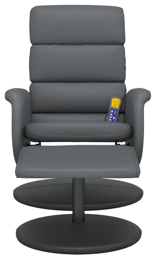 Cadeira massagens reclinável c/ apoio pés couro artif. cinzento