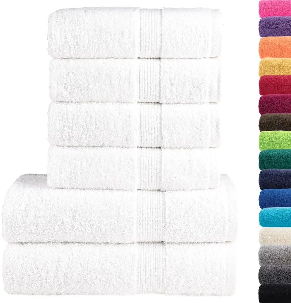 6pcs Conjunto toalhas banho premium SOLUND 600 gsm branco