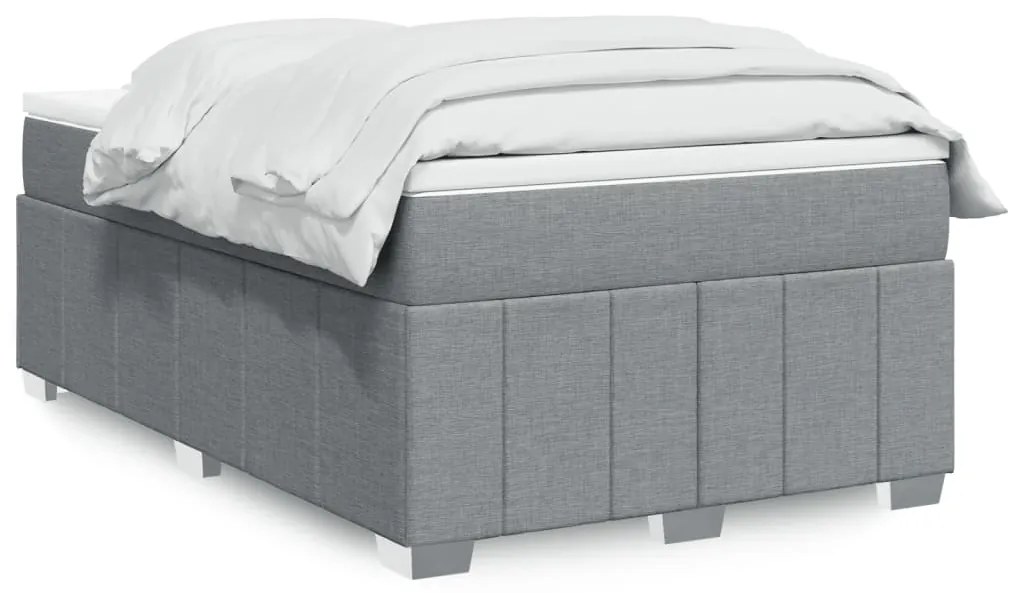 Cama com molas/colchão 120x200 cm tecido cinza-claro