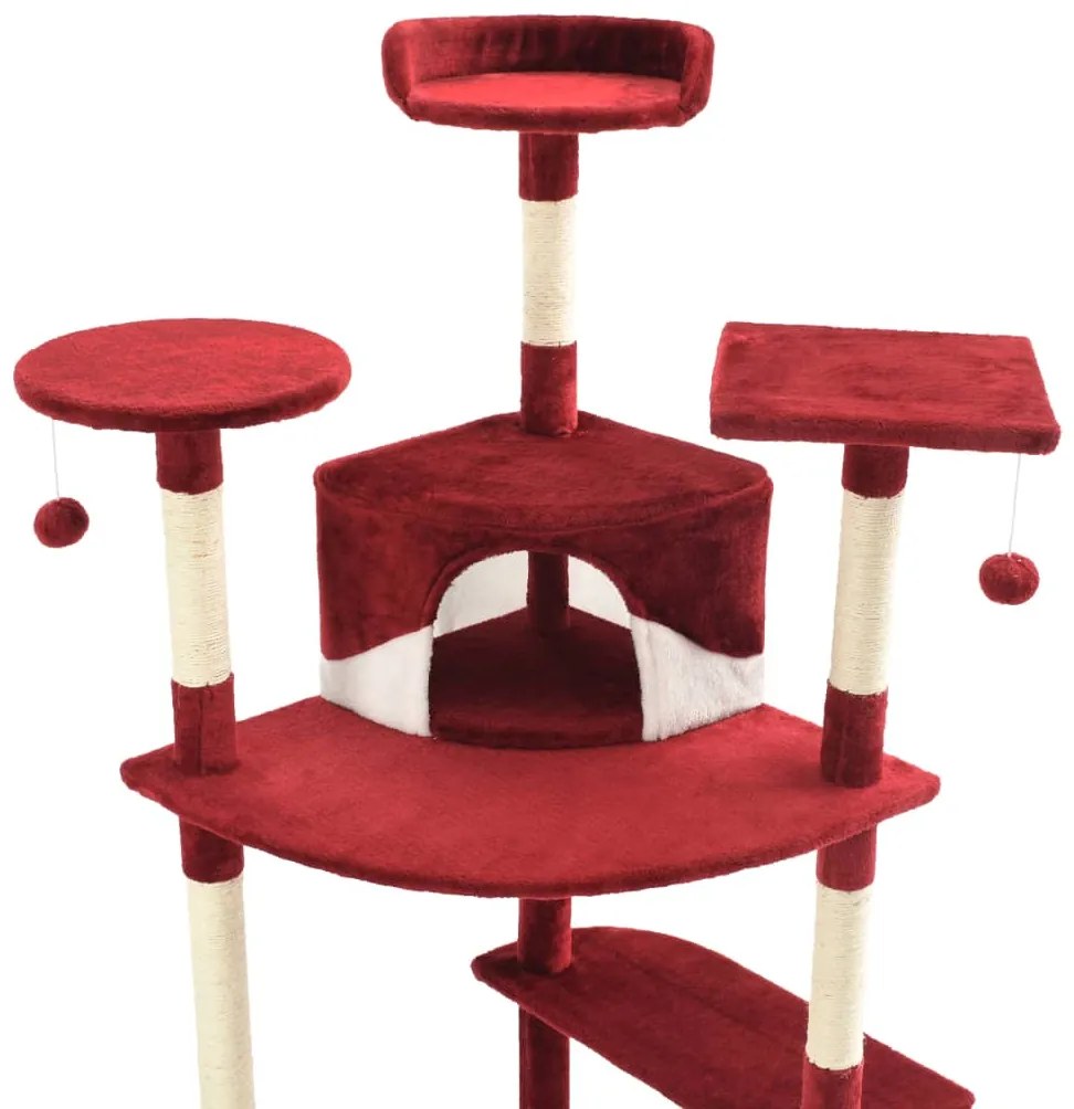 Árvore p/ gatos postes arranhadores sisal 203cm vermelho/branco