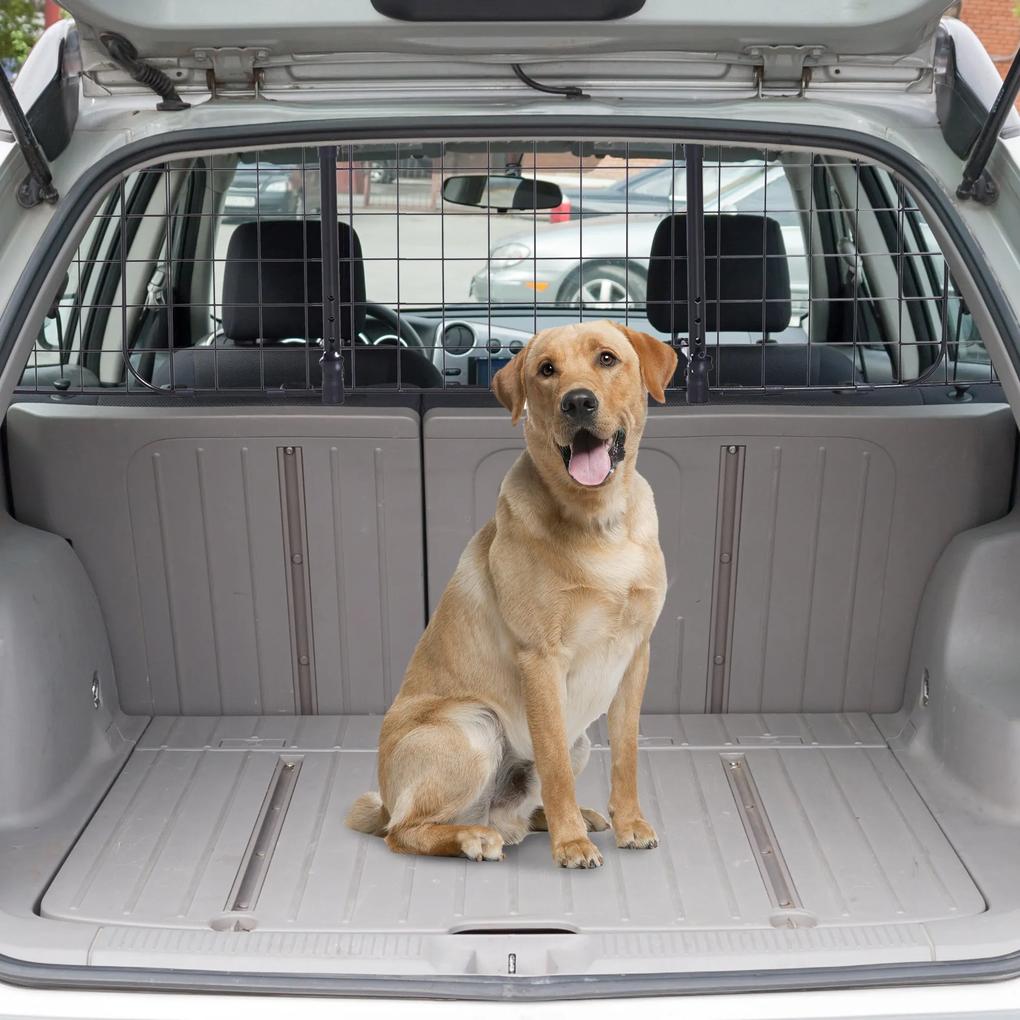 PawHut Grade de Segurança de Carro para Cães Extensível Universal Grade de Segurança para Cães com Largura Ajustável 91-145x30cm Preto