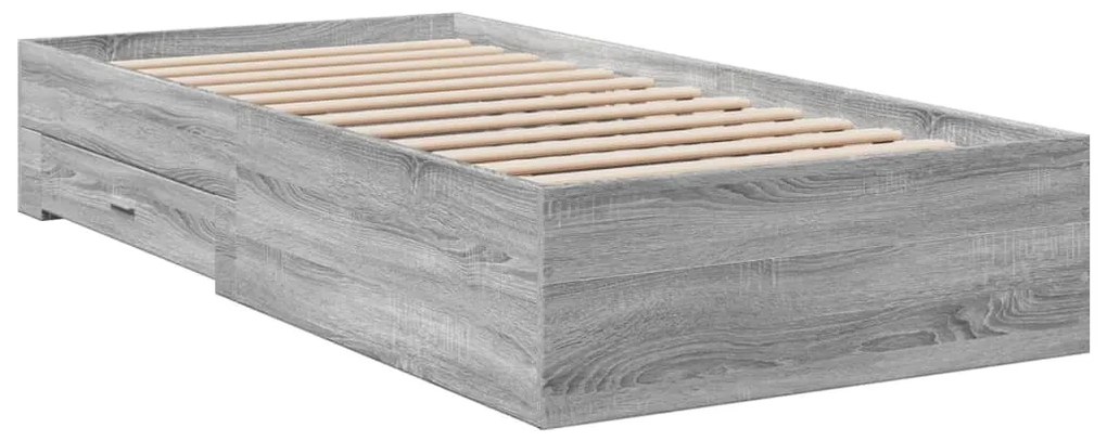 Estrutura de cama c/ gavetas derivados madeira cinza sonoma