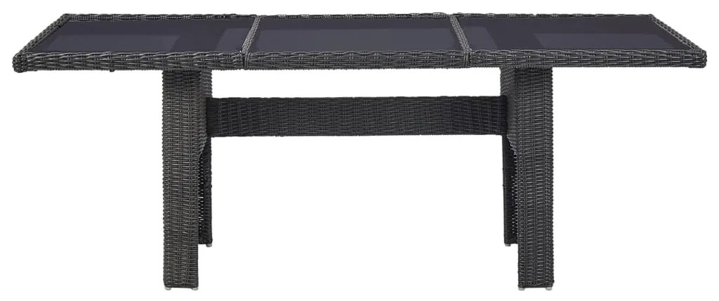 Mesa de jantar jardim 200x100x74 cm vidro e vime PE preto