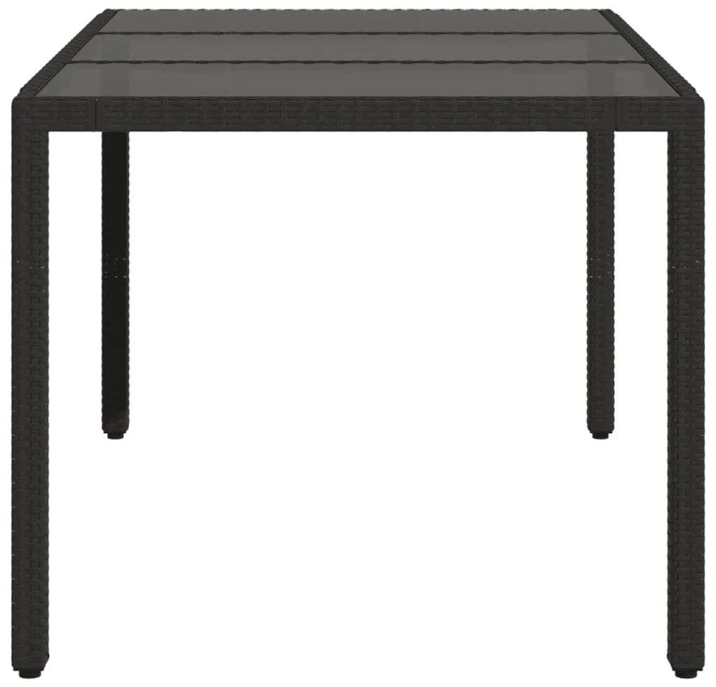Mesa de jardim com tampo de vidro 150x90x75 cm vime PE preto