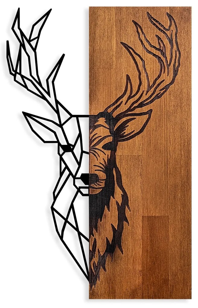 Acessório Decorativo de Parede Ma-393 – Nogueira e Preto – 33 x 58 cm