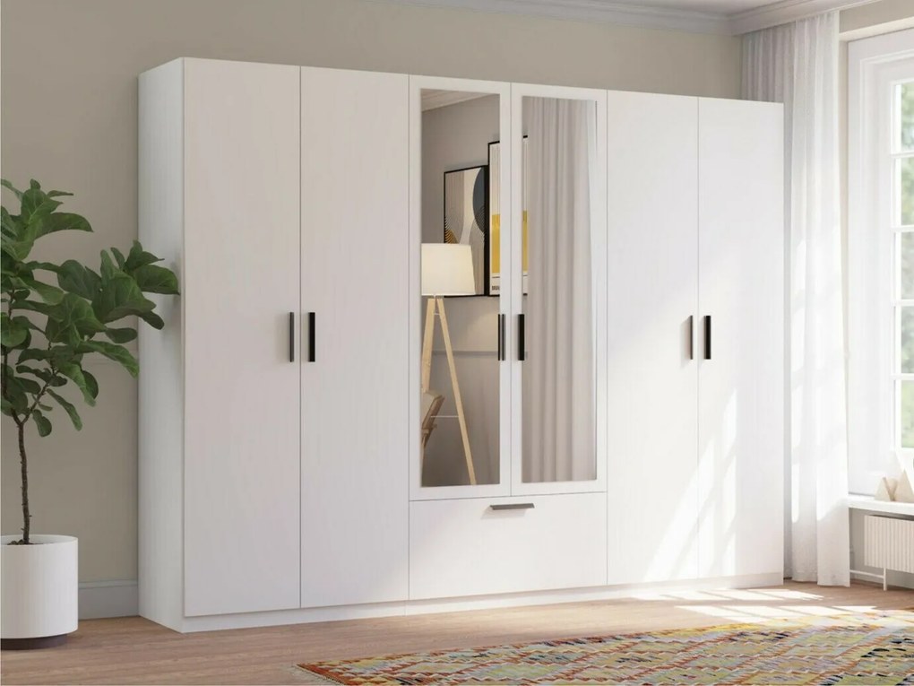 Roupeiro Bristol 208, Branco, 210x269x54cm, 4 kg, Portas para roupeiro: Com dobradiças, Número de prateleiras: 4, Número de prateleiras: 4