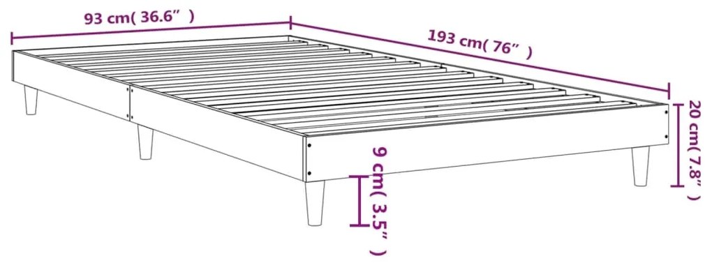 Estrutura de cama 90x190 cm derivados de madeira preto