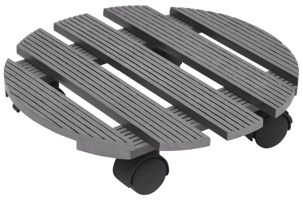 Suportes com rodas para vasos 2 pcs Ø30x7,5 cm WPC cinzento