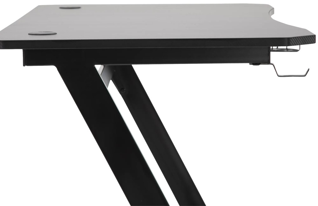 Secretária tipo gaming mesa de escritório com suporte para copos gancho e pés ajustáveis 120x65x74,5 cm preto