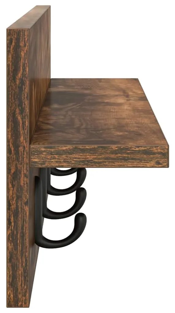 Cabideiro de Parede Carvalho fumado 60 x 10.5 x 18 cm