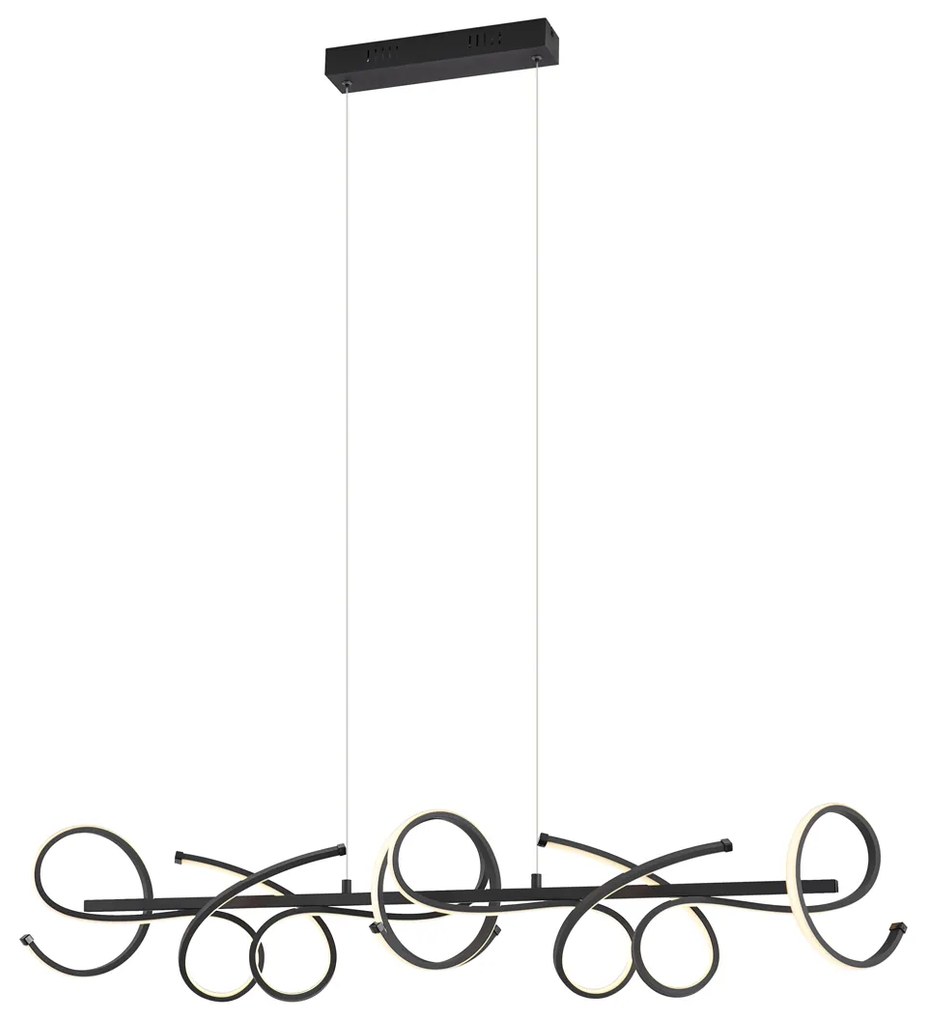 Candeeiro Pendente de Design Alongado Preto Regulável em 3 Passos - Krisscross