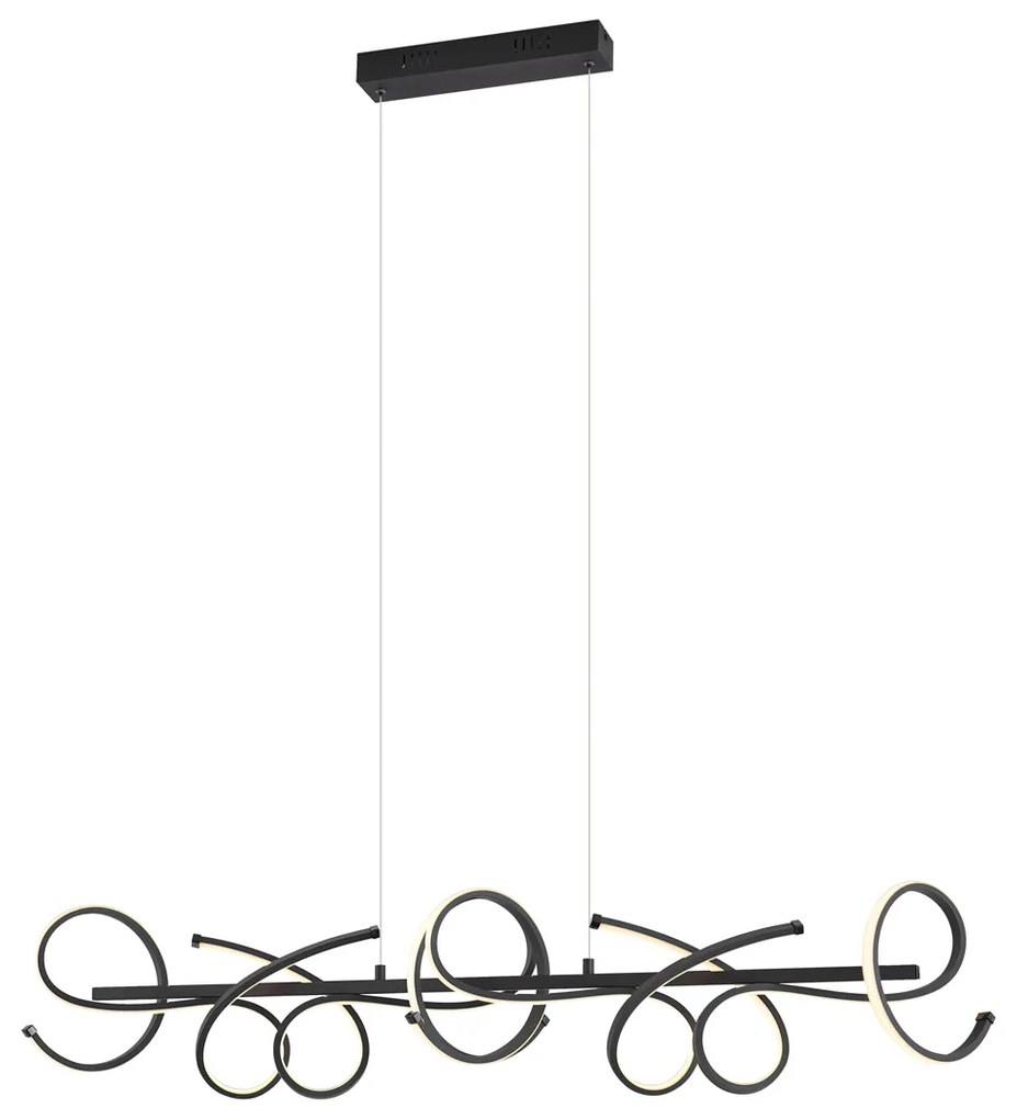 LED Candeeiro suspenso de design preto retangular regulável em 3 níveis - Krisscross Moderno
