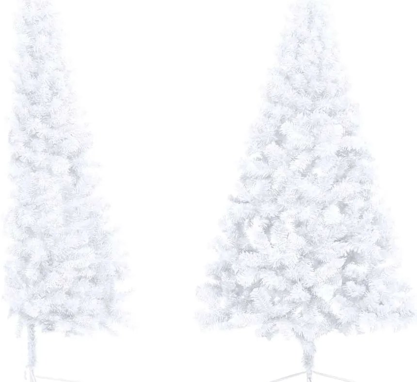 Meia árvore Natal artificial pré-iluminada c/ bolas branco
