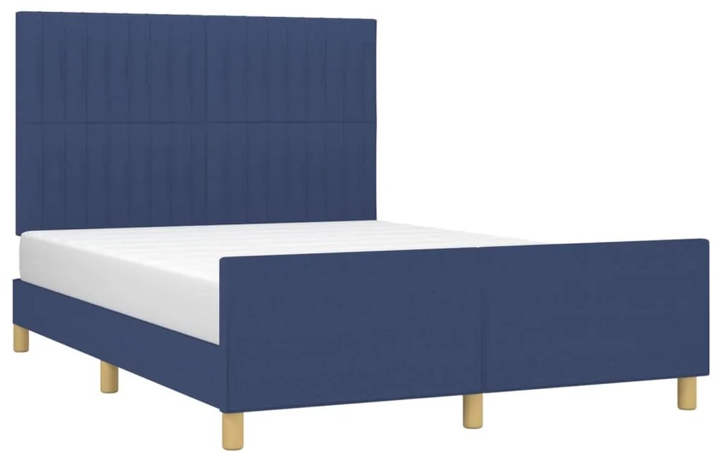 Estrutura de cama sem colchão 140x190 cm tecido azul