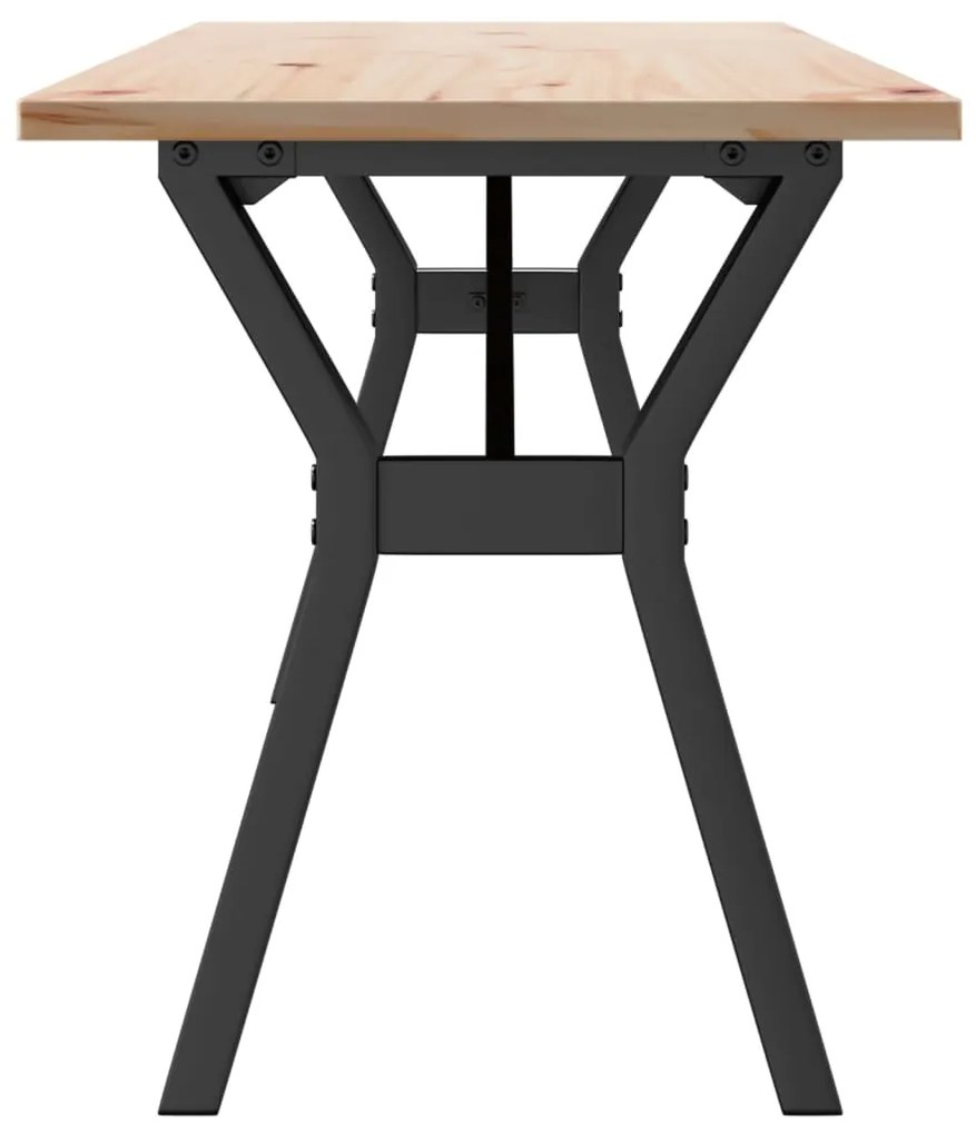 Mesa de centro estrutura em Y 160x40x45cm pinho e aço