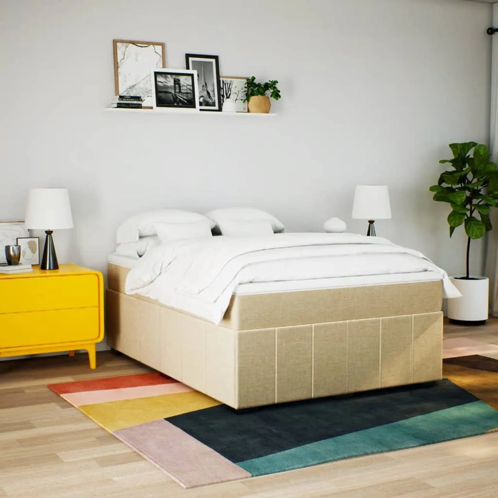 Cama com molas/colchão 160x200 cm tecido cor creme
